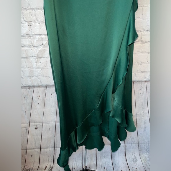 Celebrate DB Studio dark green long ruffled dress size 16 - Picture 6 of 13